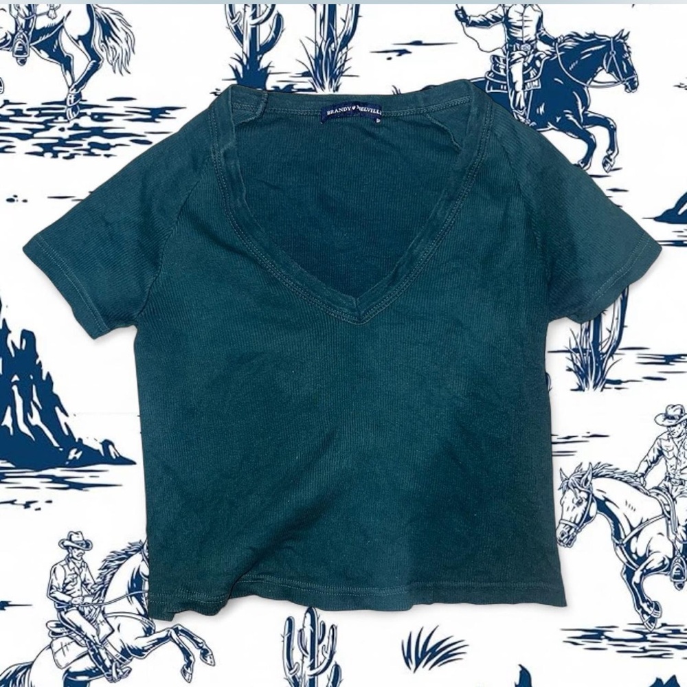 Brandy Melville Teal V-Neck Top